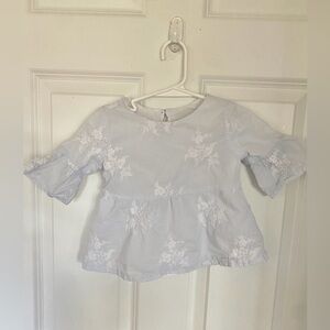 Janie And Jack Pale Blue Floral Blouse - Size 3t